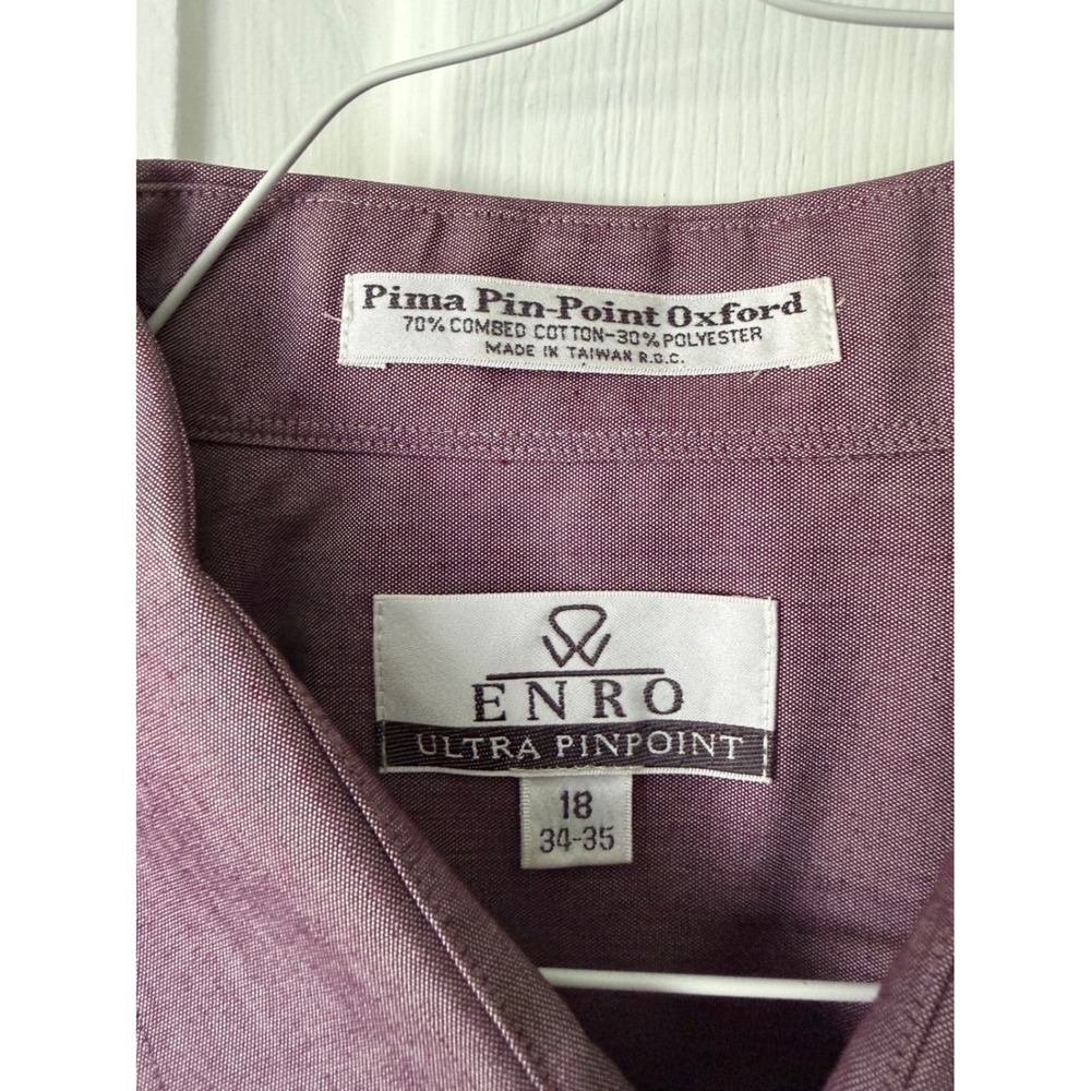 Enro Oxford Shirt Mens Burgundy 18(34-35) Long Sleeve Button Down Pocket